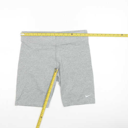 Nike Womens Grey Biker Activewear Shorts L Stretch Slim Fit