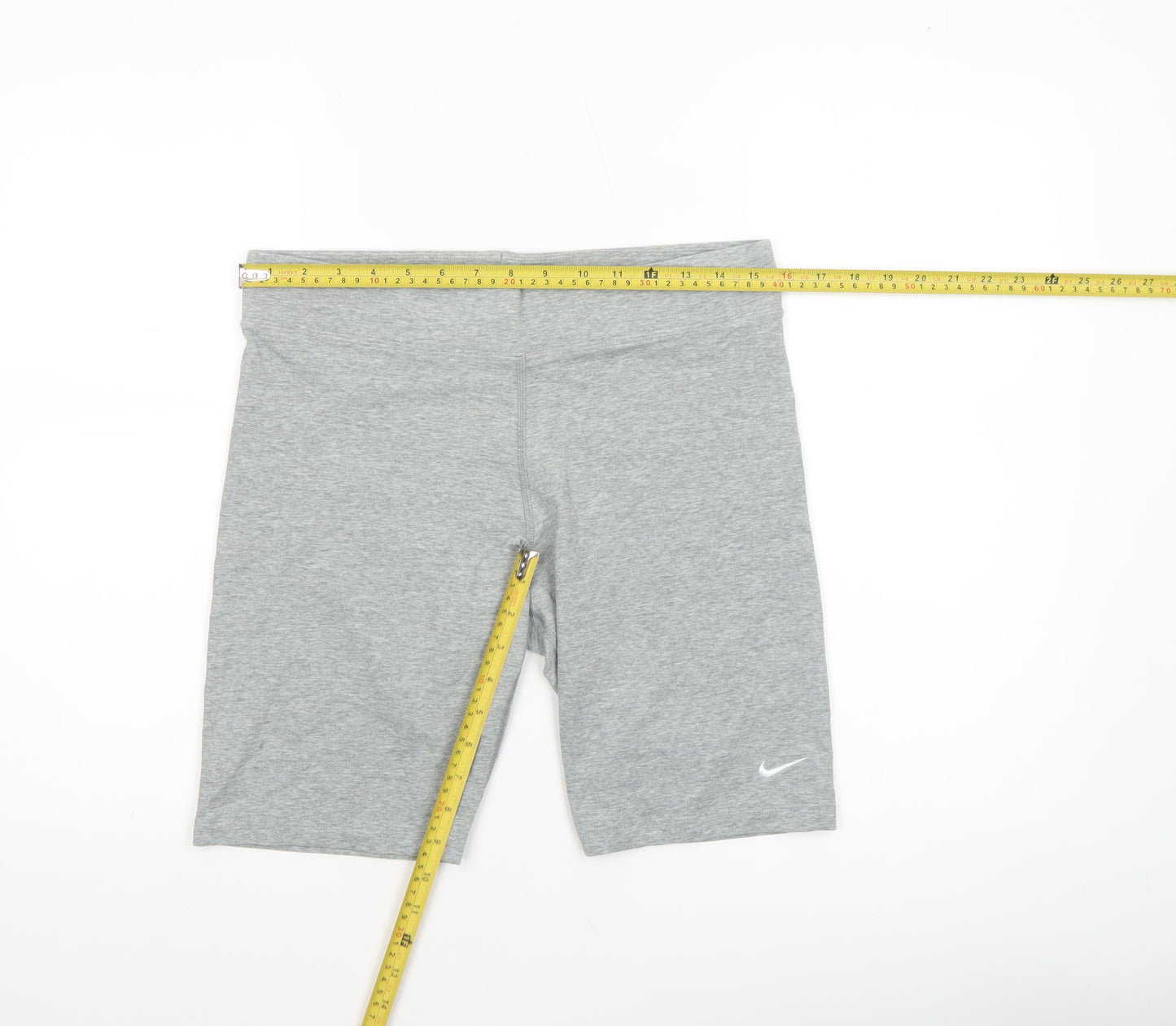 Nike Womens Grey Biker Activewear Shorts L Stretch Slim Fit