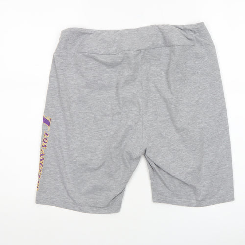 NBA Womens Grey Biker Shorts L Los Angeles Lakers Cotton Stretch Activewear