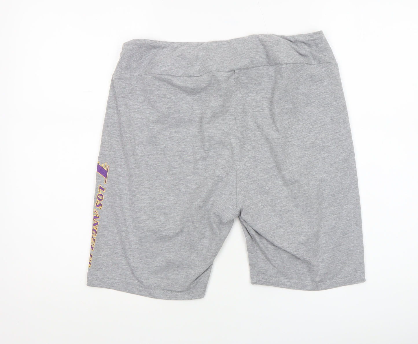 NBA Womens Grey Biker Shorts L Los Angeles Lakers Cotton Stretch Activewear