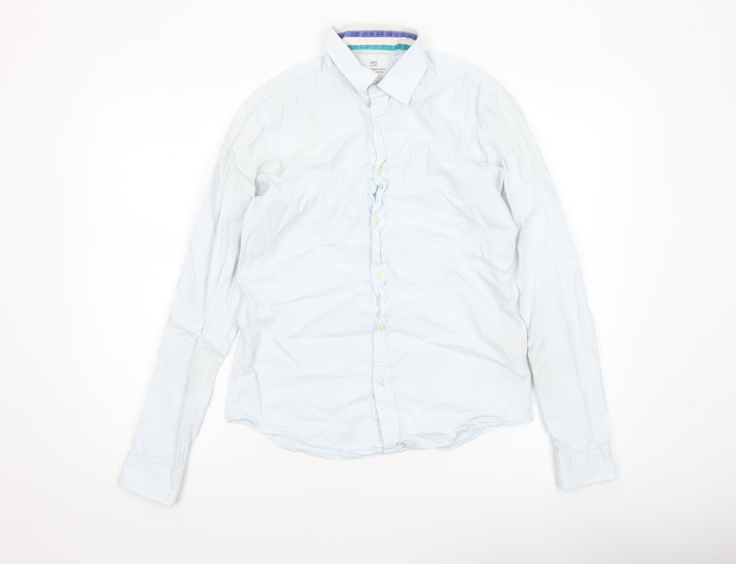 Scotch & Soda Men's White Cotton Long Sleeve Formal Dress Shirt M