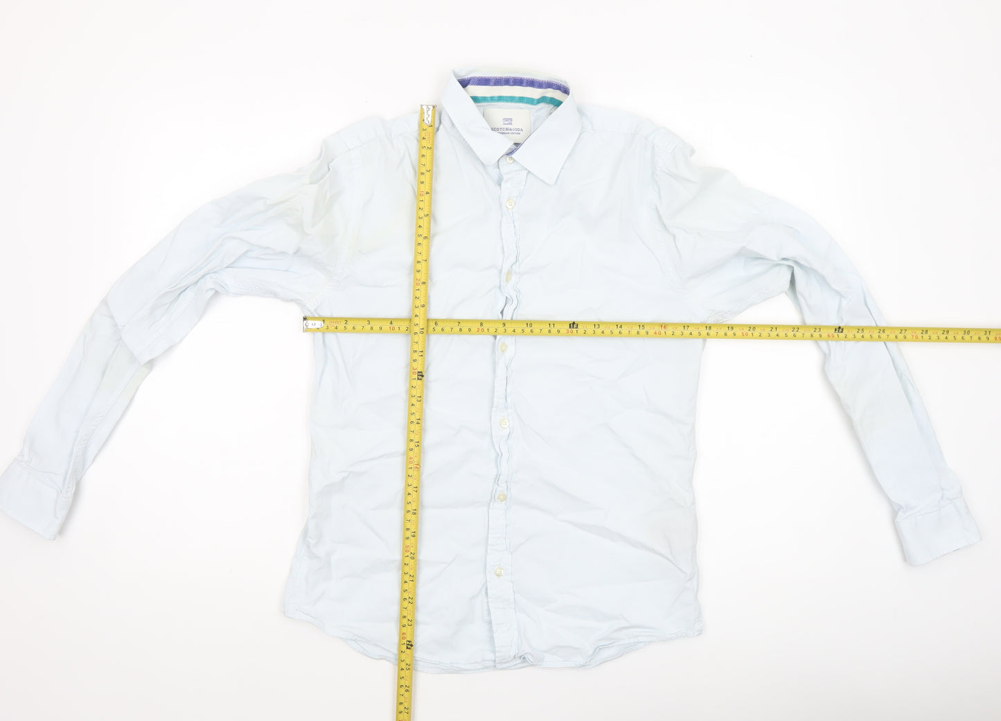 Scotch & Soda Men's White Cotton Long Sleeve Formal Dress Shirt M