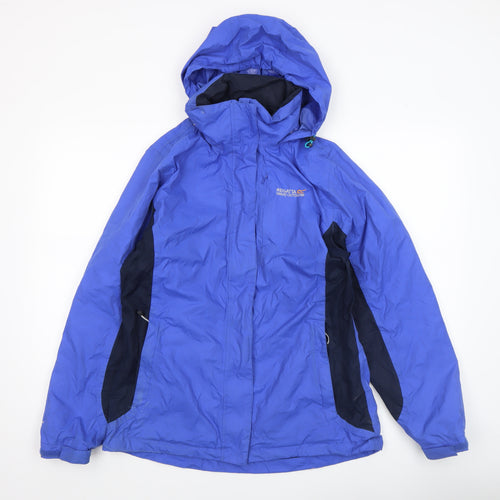 Regatta Great Outdoors Women Blue Waterproof Hooded Rain Jacket UK 12