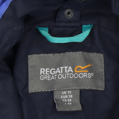 Regatta Great Outdoors Women Blue Waterproof Hooded Rain Jacket UK 12