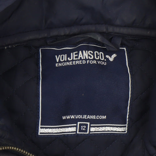 Voi Jeans Co. Women's Blue Quilted Hooded Jacket Size 12