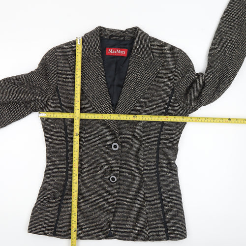 MaxMara Women's Black Tweed Wool Blend Tailored Blazer Size 12