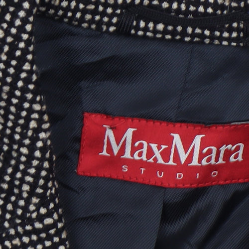MaxMara Women's Black Tweed Wool Blend Tailored Blazer Size 12