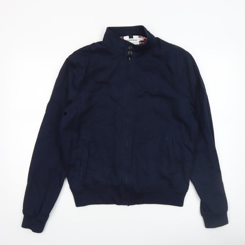 Topman Men's Blue Cotton Bomber Jacket Size S Stand-Up Collar Casual