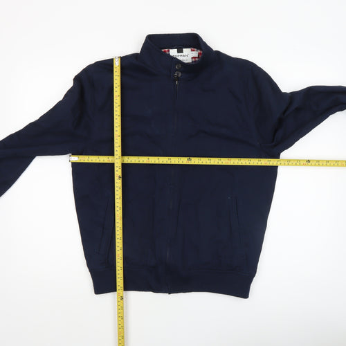 Topman Men's Blue Cotton Bomber Jacket Size S Stand-Up Collar Casual