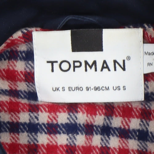 Topman Men's Blue Cotton Bomber Jacket Size S Stand-Up Collar Casual