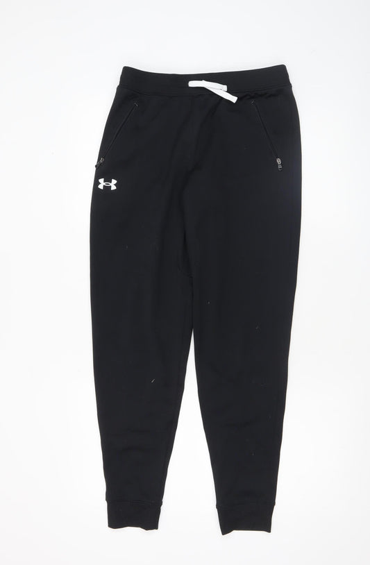 Under Armour Boys Black Jogger Trousers 12 Years Fleece Activewear