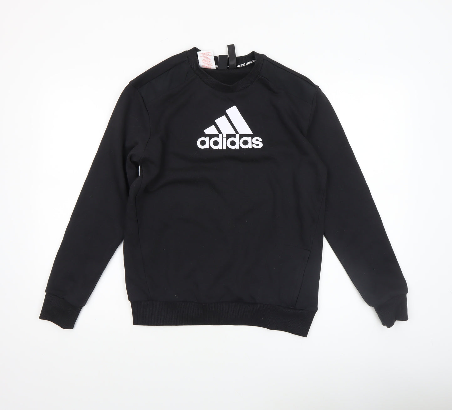 Adidas Boys Black 13-14 Years Pullover Crew Neck Logo Sweatshirt