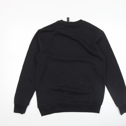 Adidas Boys Black 13-14 Years Pullover Crew Neck Logo Sweatshirt