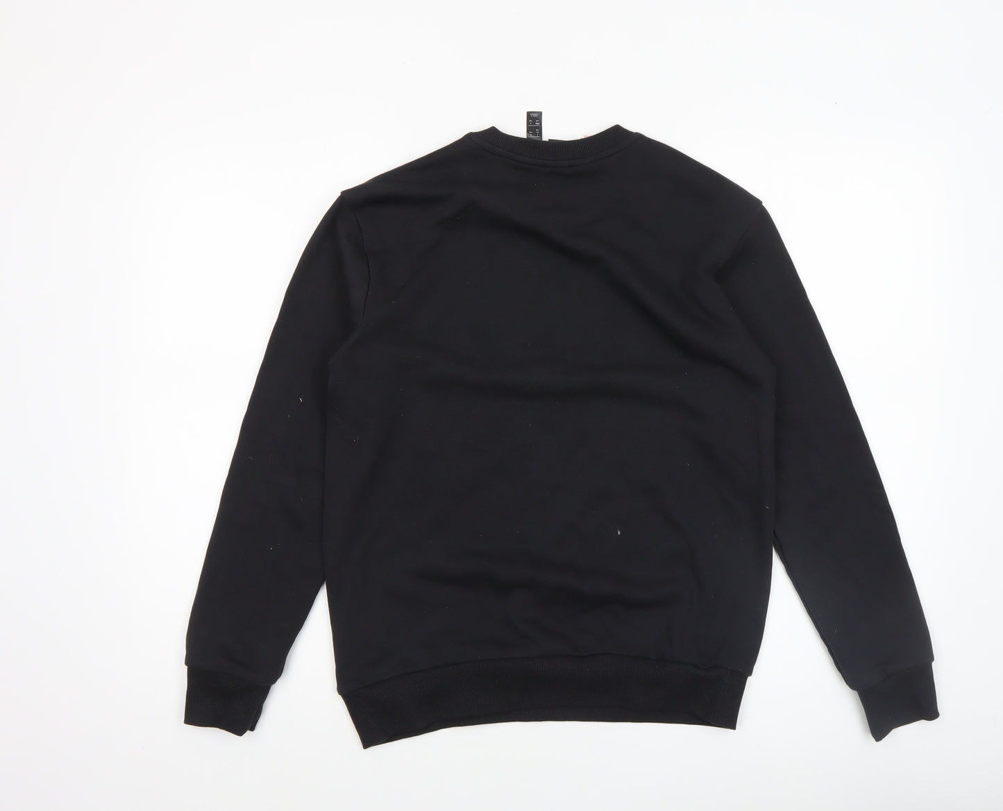 Adidas Boys Black 13-14 Years Pullover Crew Neck Logo Sweatshirt