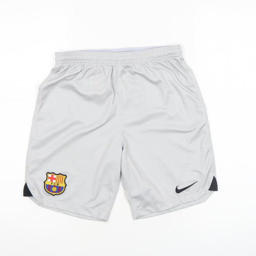 Nike Boys Grey FC Barcelona Dri-FIT Football Shorts Size 12 Years
