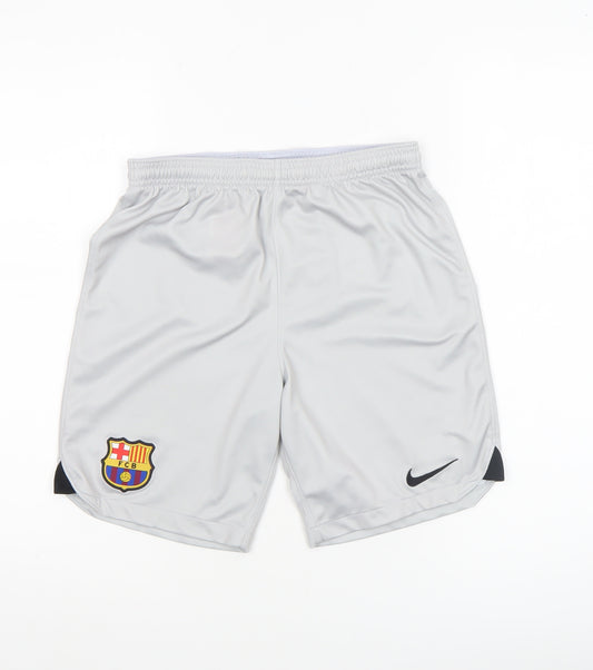 Nike Boys Grey FC Barcelona Dri-FIT Football Shorts Size 12 Years