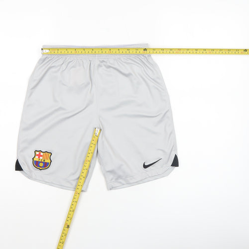 Nike Boys Grey FC Barcelona Dri-FIT Football Shorts Size 12 Years
