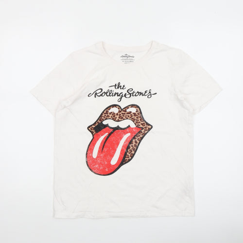 The Rolling Stones Girls White 14-15 Years Graphic Logo Cotton T-Shirt
