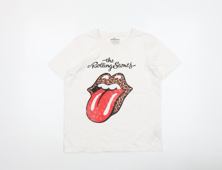 The Rolling Stones Girls White 14-15 Years Graphic Logo Cotton T-Shirt