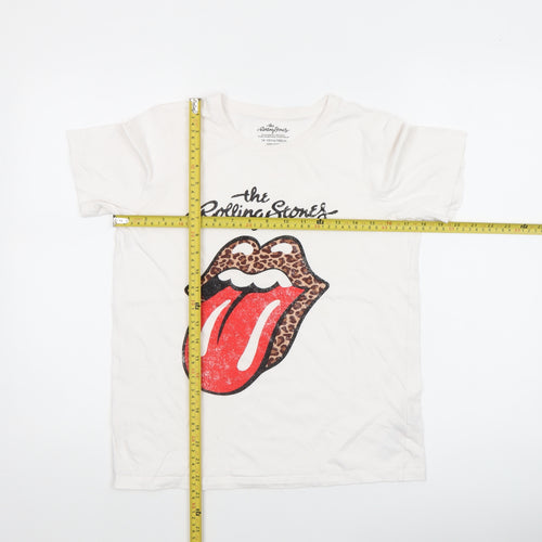 The Rolling Stones Girls White 14-15 Years Graphic Logo Cotton T-Shirt