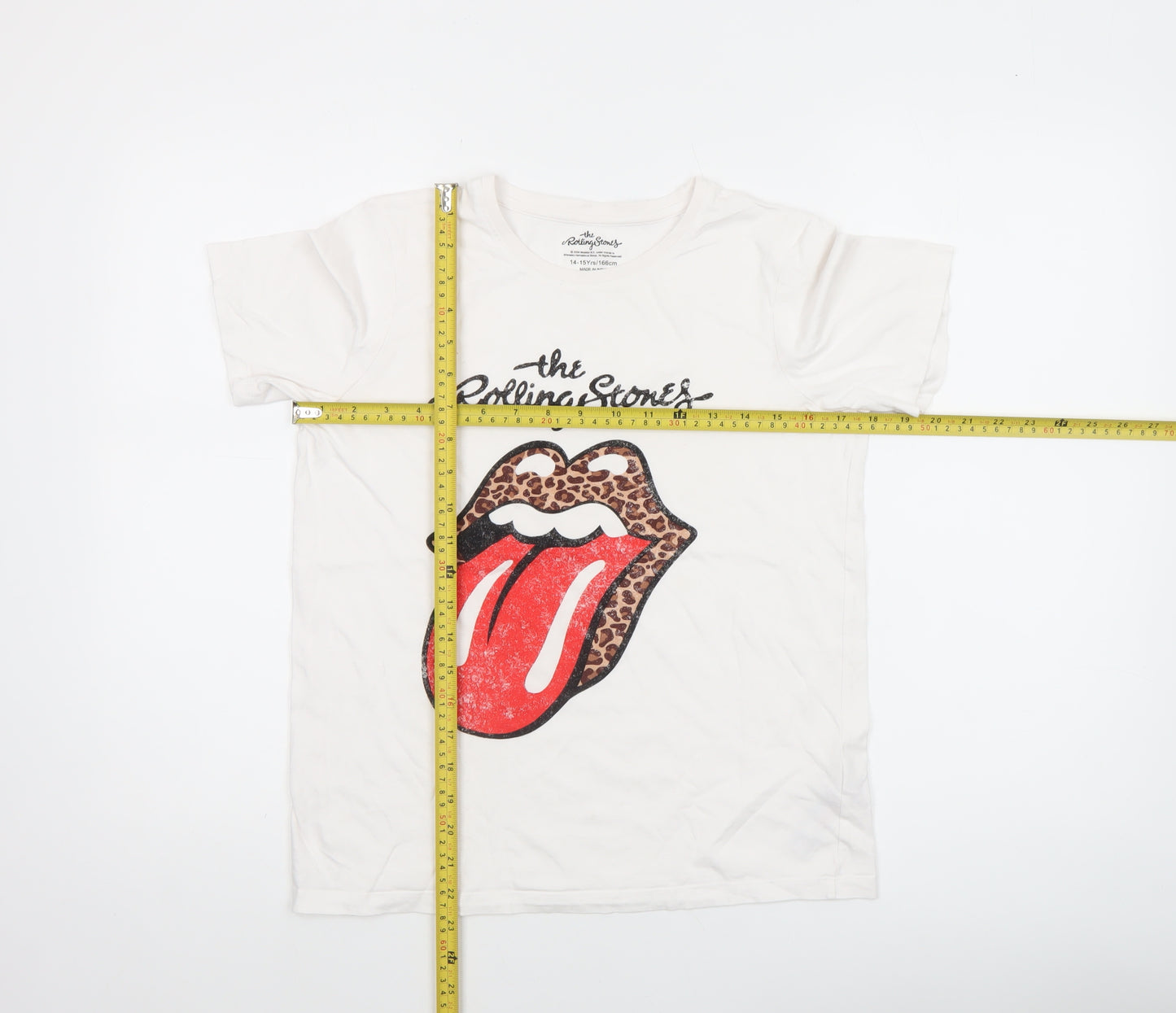 The Rolling Stones Girls White 14-15 Years Graphic Logo Cotton T-Shirt