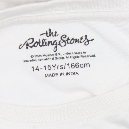 The Rolling Stones Girls White 14-15 Years Graphic Logo Cotton T-Shirt