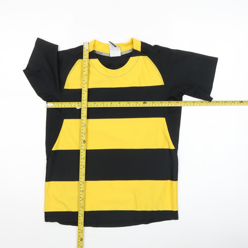 Nike Boys Yellow Black Striped Dri-FIT Athletic Jersey T-Shirt 10-11 Years