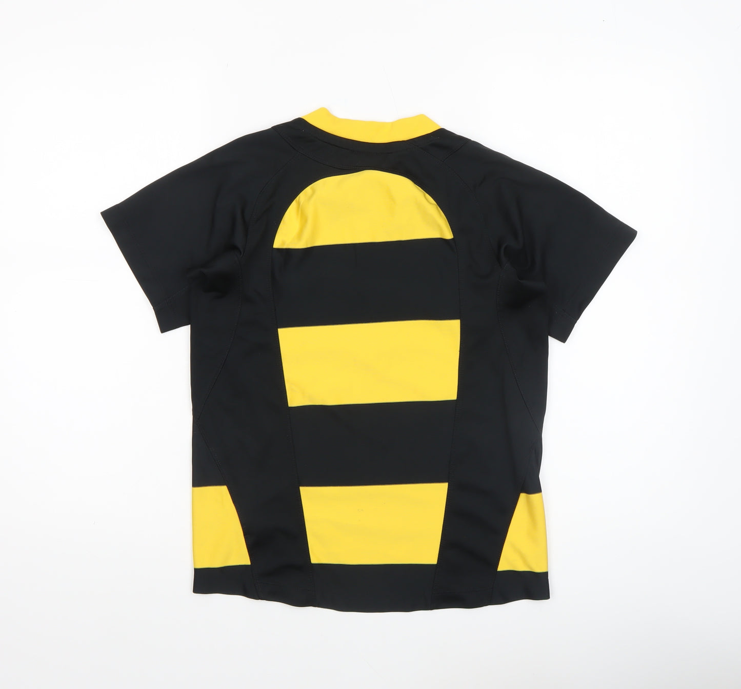 Nike Boys Yellow Black Striped Dri-FIT Athletic Jersey T-Shirt 10-11 Years