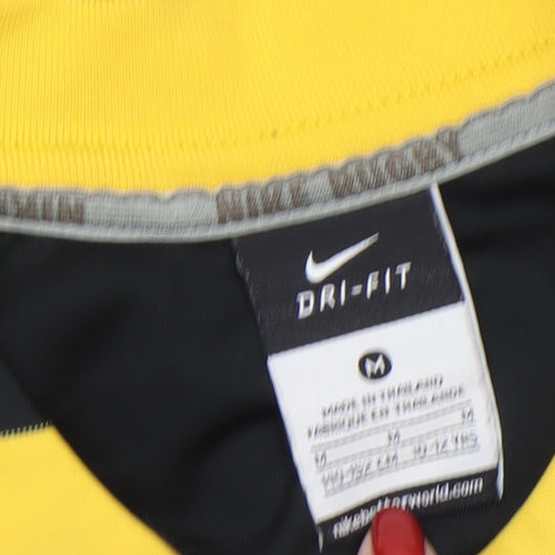 Nike Boys Yellow Black Striped Dri-FIT Athletic Jersey T-Shirt 10-11 Years