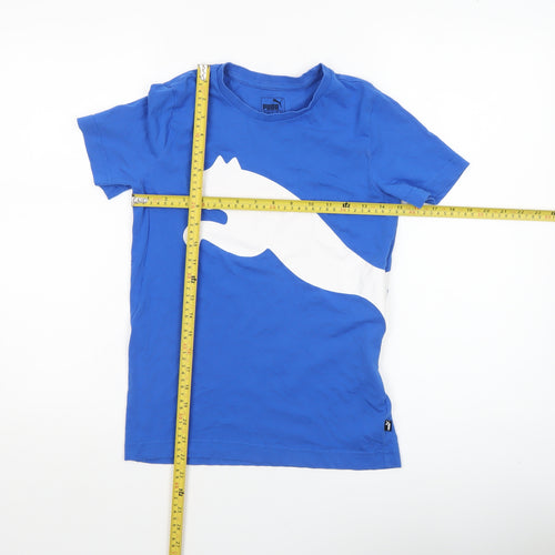 Puma Boys Blue 11-12 Years Sports Logo Cotton Short Sleeve T-Shirt