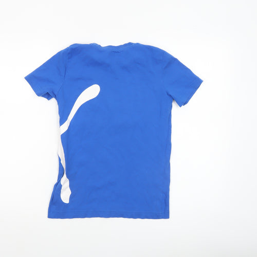 Puma Boys Blue 11-12 Years Sports Logo Cotton Short Sleeve T-Shirt
