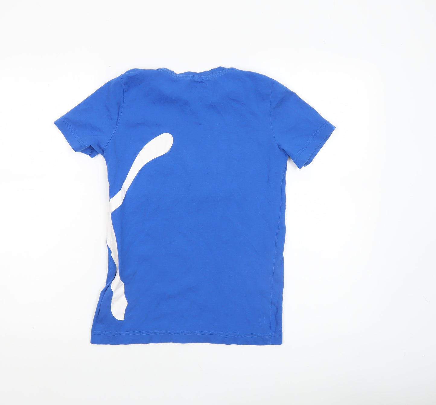 Puma Boys Blue 11-12 Years Sports Logo Cotton Short Sleeve T-Shirt