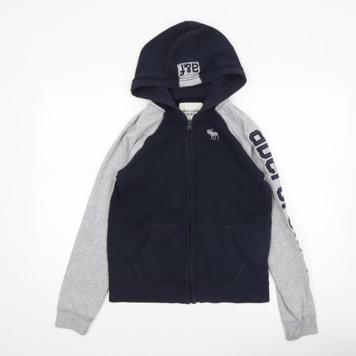 Abercrombie Kids Boys Blue Full Zip Hoodie 13-14 Years Logo Fleece