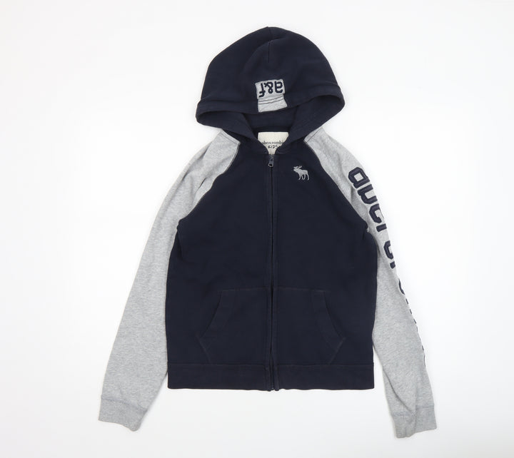 Abercrombie Kids Boys Blue Full Zip Hoodie 13-14 Years Logo Fleece