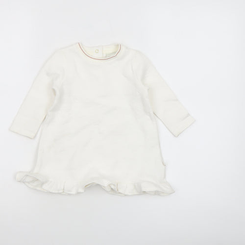 Ted Baker Girls Ivory Long Sleeve Tunic T-Shirt 9-12 Months Cotton Blend