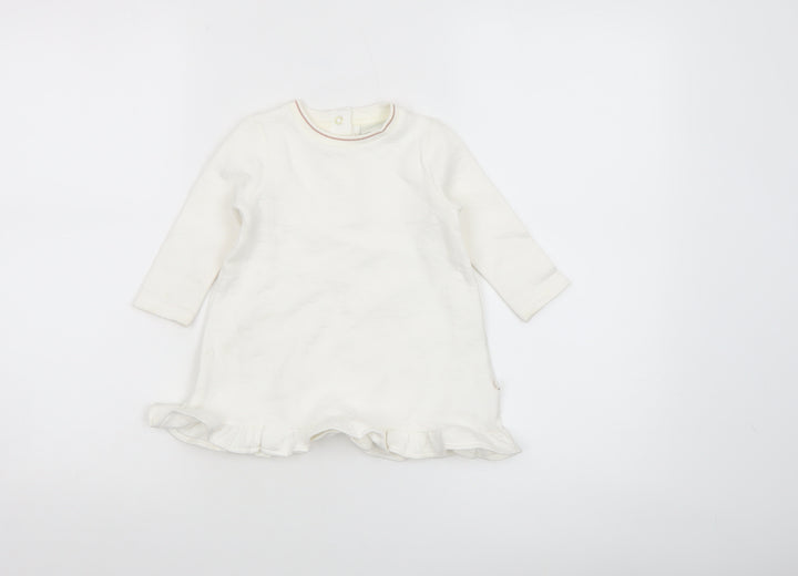 Ted Baker Girls Ivory Long Sleeve Tunic T-Shirt 9-12 Months Cotton Blend
