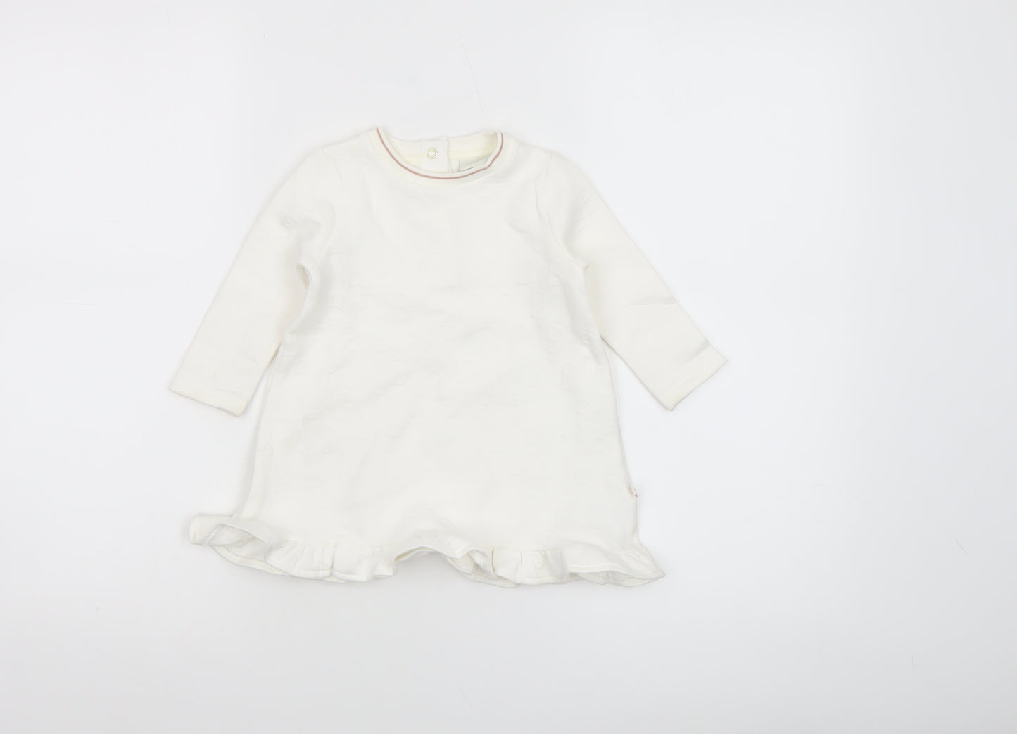 Ted Baker Girls Ivory Long Sleeve Tunic T-Shirt 9-12 Months Cotton Blend