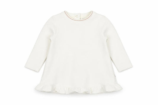 Front view of Ted Baker girls’ ivory long sleeve tunic t-shirt 9-12 months cotton blend