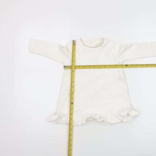 Ted Baker Girls Ivory Long Sleeve Tunic T-Shirt 9-12 Months Cotton Blend