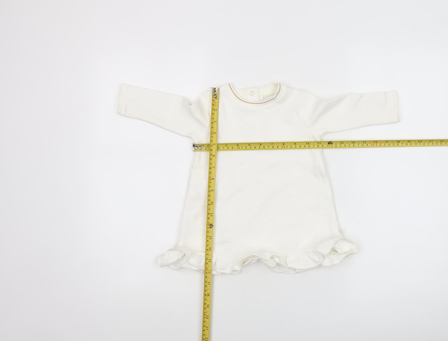 Ted Baker Girls Ivory Long Sleeve Tunic T-Shirt 9-12 Months Cotton Blend