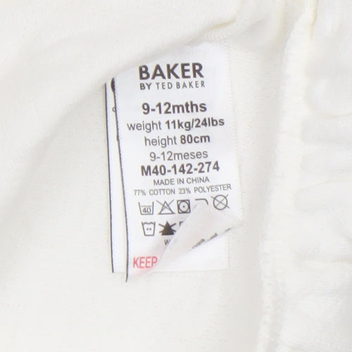 Ted Baker Girls Ivory Long Sleeve Tunic T-Shirt 9-12 Months Cotton Blend