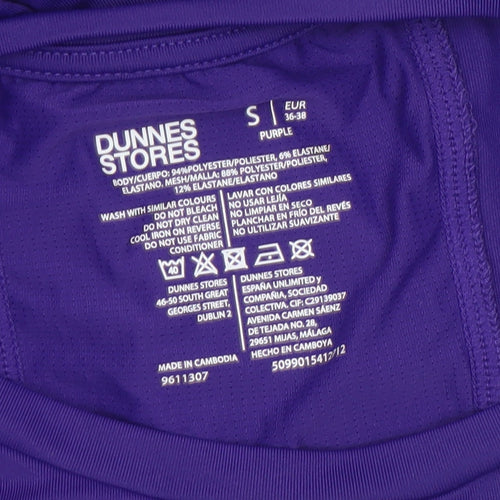 Dunnes Stores Women Purple Activewear T-Shirt Size S Lightweight Stretch Top