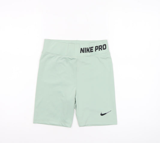 Nike Women's Green Pro Compression Shorts M Moisture Wicking Stretch
