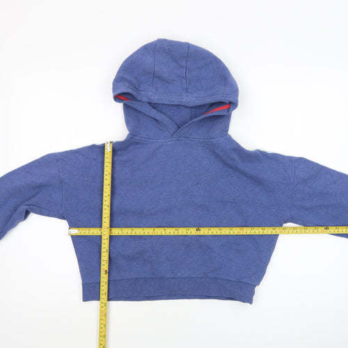 Boden Girls Blue Pullover Hoodie 9-10 Years Colourblock Striped Sleeves