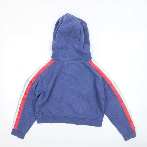 Boden Girls Blue Pullover Hoodie 9-10 Years Colourblock Striped Sleeves