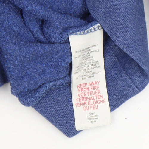 Boden Girls Blue Pullover Hoodie 9-10 Years Colourblock Striped Sleeves