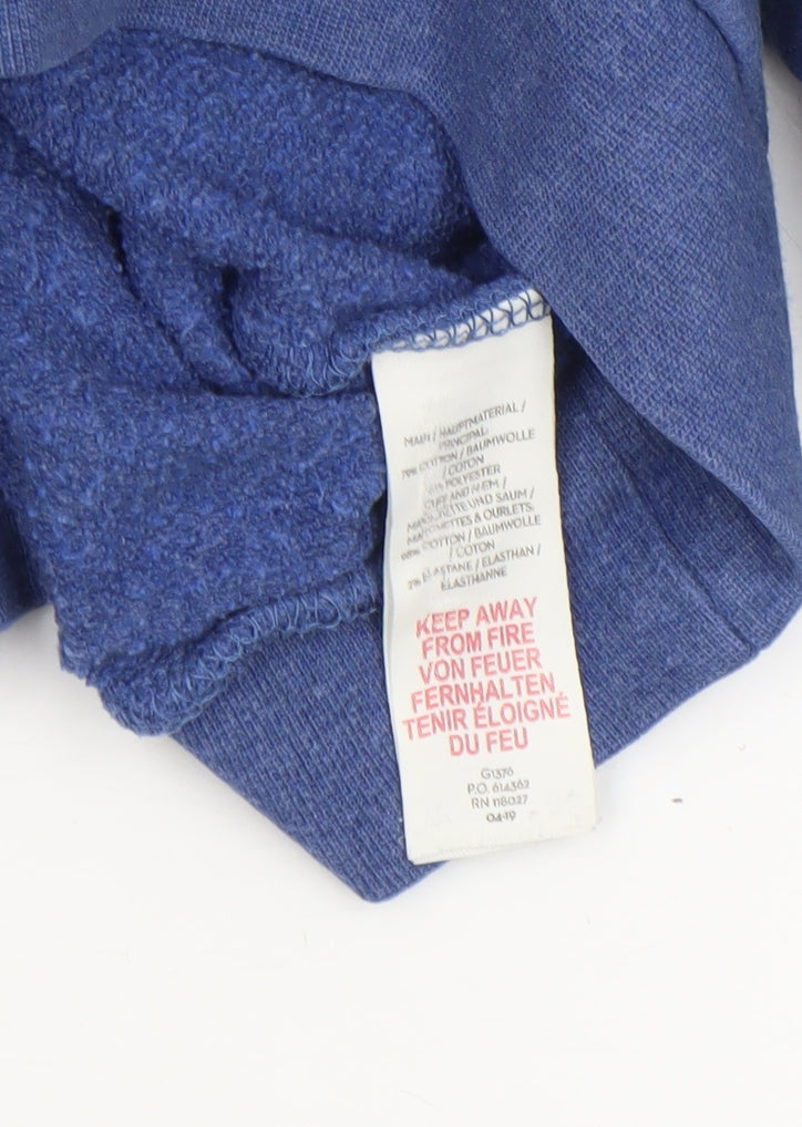 Boden Girls Blue Pullover Hoodie 9-10 Years Colourblock Striped Sleeves