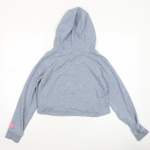 Nike Girls Grey Pullover Hoodie XL 14-15 Years Just Do It Graphic Hooded Top
