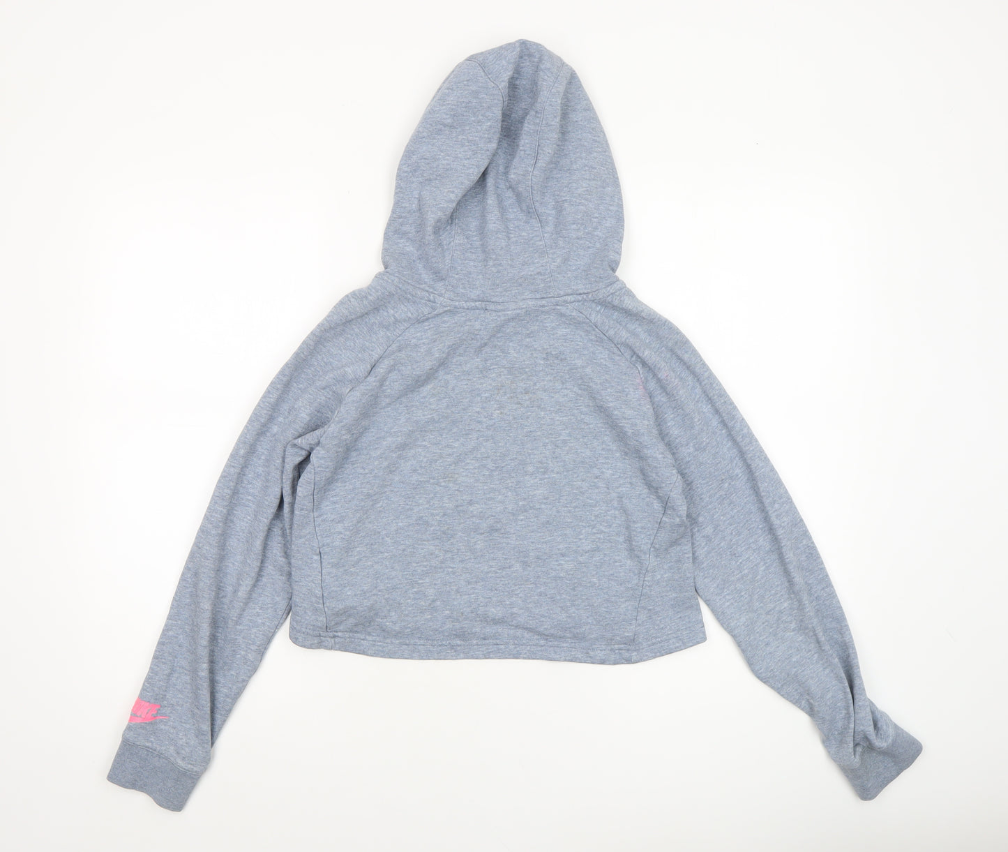 Nike Girls Grey Pullover Hoodie XL 14-15 Years Just Do It Graphic Hooded Top