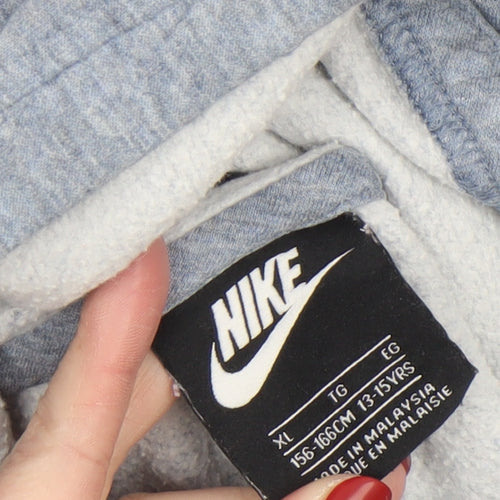Nike Girls Grey Pullover Hoodie XL 14-15 Years Just Do It Graphic Hooded Top